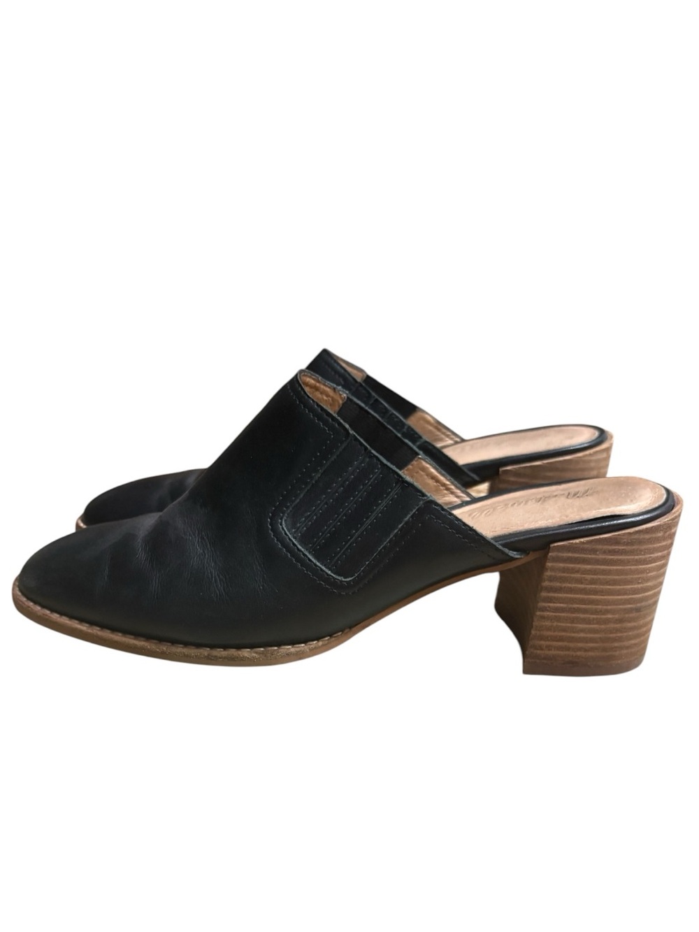 MADEWELL “The Carey Mules” Black Leather Slip-On Block Heel Mules Size 10 -- YES - Picture 8 of 13